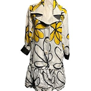 - UBU rare reversible white black yellow floral coat frill details size Me…